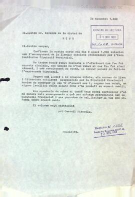 Carta del consell directiu a l'alcalde de Reus