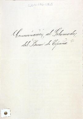 Esborrany de carta al Banco de España