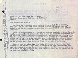 Carta de la Secció Excursionista a José Díaz de Villegas