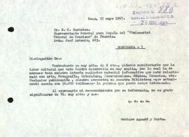 Carta del president al representant general per España del "Comissariat General du Tourisme"de França