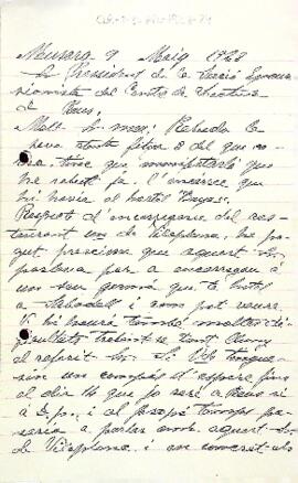 Carta de Salvador Estivill a la Secció Excursionista
