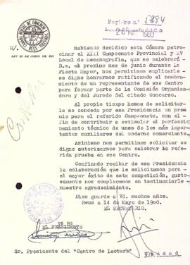 Carta de la Cambra Oficial de Comerç i Indústria de Reus