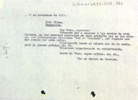 Carta del president a Iris Films sol·licitant el preu de cada rotlle de les pel·lícula