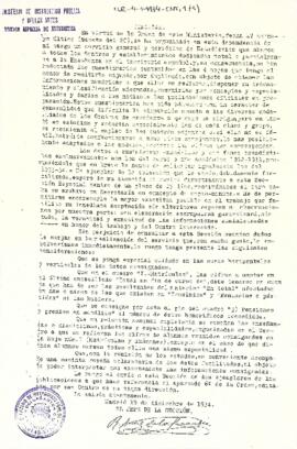 Carta de la Sección Especial de Estadística del Ministerio de Instrucción Pública y Bellas Artes