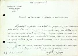 Carta del Grup Excursionista Montagut a la Secció Excursionista