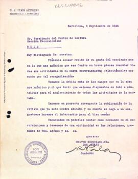 Carta del Centre Excursionista Els Blaus