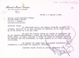Carta de Manuel Marín Campos a Josep Martorell Òdena