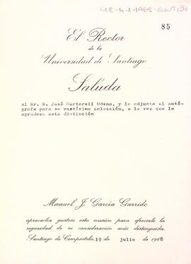 Carta del rector de la Universitat de Santiago a Josep Martorell Òdena