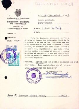 Carta de la comissaria del cos general de policia al president del Centre de Lectura