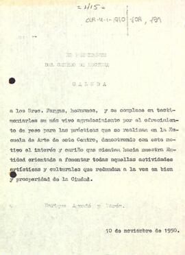 Agraïment als germans Fargas per oferir guix per les classes d'art
