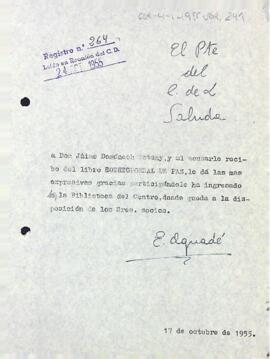 Agraïment a Jaume Domènech pel seu donatiu
