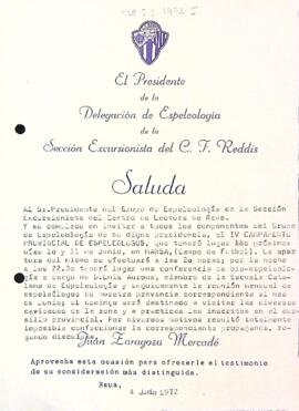 Carta del Club de Futbol Reddis