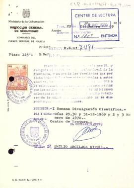 Carta de la direcció general de seguretat al president del Centre de Lectura