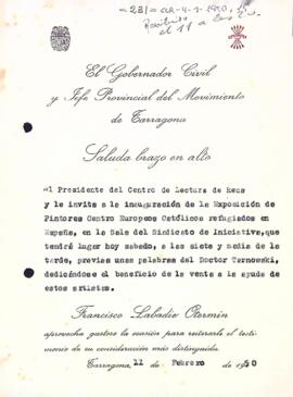 Invitació a l'exposició de pintors catòlics del centre d'Europa