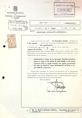 Autorització per a la celebració d'una conferència de Salvador Torrell