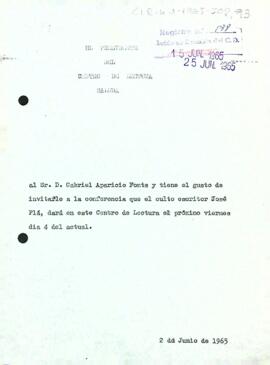 Invitació del president a Gabriel Aparicio Fonts