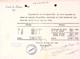Liquidació econòmica de l'exposició de Joaquim Puigrodon