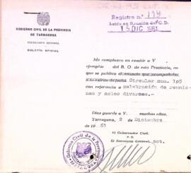 Carta del governador civil de la província de Tarragona
