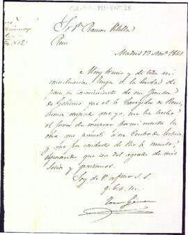 Carta de Josep Gener confirmant la compra i enviament d'una obra com a obsequi