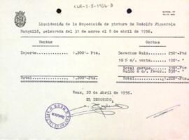 Liquidació econòmica de l'exposició de Rodolf Figuerola Bargalló