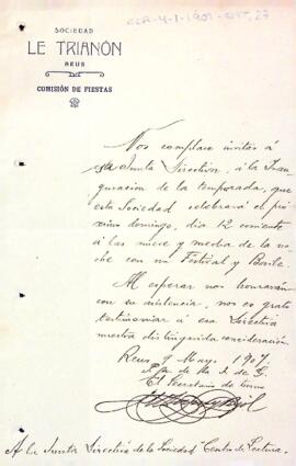 Invitació de Le Trianón a la inauguració de la temporada