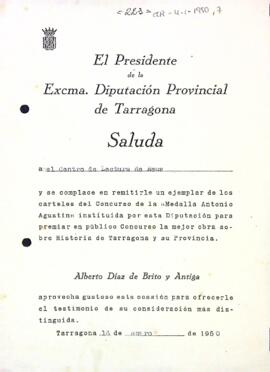 La Diputació de Tarragona envia uns cartells