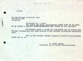 Carta d'agraïment de la Secció Excursionista a Joaquim Montoriol