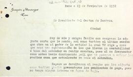 Carta de Joaquim Montagut al Centre de Lectura de Reus
