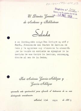 Agraïment per la Revista del Centre de Lectura