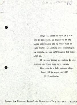 Carta del president al director general de cinematrograía i teatre