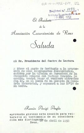 Invitació de l'Associació Excursionista de Reus