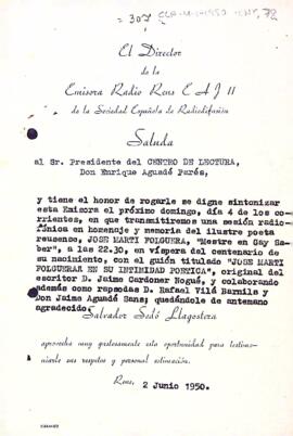 Ràdio Reus demana al Centre de Lectura que segueixin en directe el proper programa dedicat al poeta Josep Martí Folguera