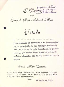 Carta del director de l'Escuela de Maestría Industrial de Reus
