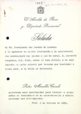 L'alcalde de Reus lamenta no poder assistir a la conferència sobre Poblet