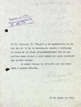 Agraïment al director de la revista "Tanger"