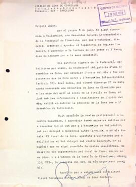 Carta de la Vocalia de Zona de Cineclubs
