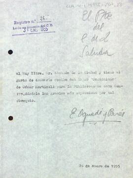 Agraïment a l'alcalde de Reus per un donatiu