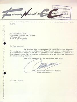 Carta de la Federación Nacional de Cine Clubs