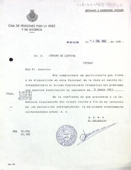 Carta de la Caja de Pensiones para la Vejez y de Ahorros