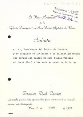 Invitació a la processó de Corpus