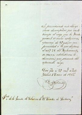 Carta de dimissió de Gabriel Bofarull del seu càrrec a l'entitat