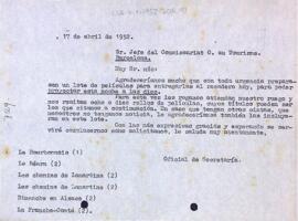 Carta del Centre de Lectura al Consulat Francès