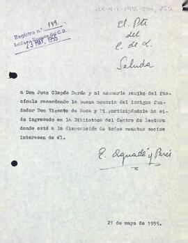 Agraïment per la donació d'un fascicle