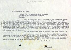 Carta d'Enric Aguadé a Joaquín Ruiz Giménez