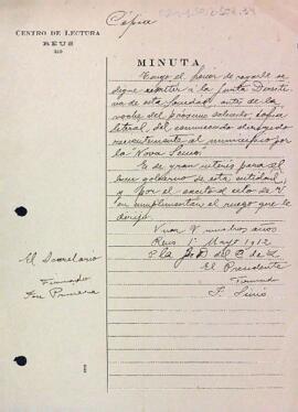 Carta del Centre de Lectura a la Secció de Llengua i Literatura