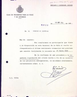 Rebut del préstec de la Caja de Pensiones para la Vejez