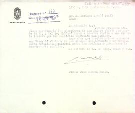 Carta del Cercle de Belles Arts de Lleida al president del Centre de Lectura