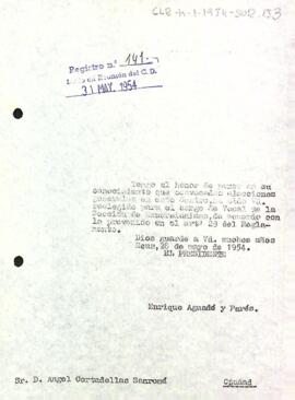 Carta del president a Angel Cortadellas Sanromà