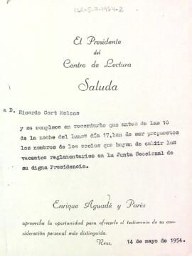 Carta del president del Centre de Lectura al president de la Secció de Tecnologia