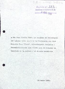 Carta el president a Joan Sirolla Ribé